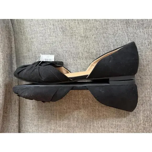 Torrid Twisted Bow Black Suede Flats Size 10 Wide New - Picture 8 of 12